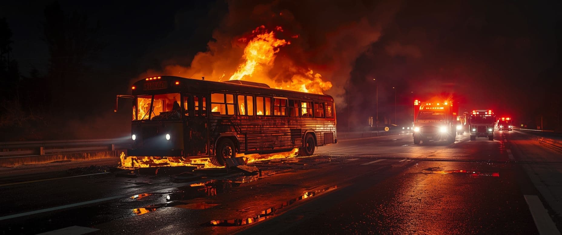 Burning bus