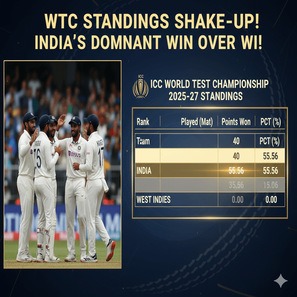 WTC Points Table 2025: India's Dominant Win Over West Indies Boosts Final Hopes